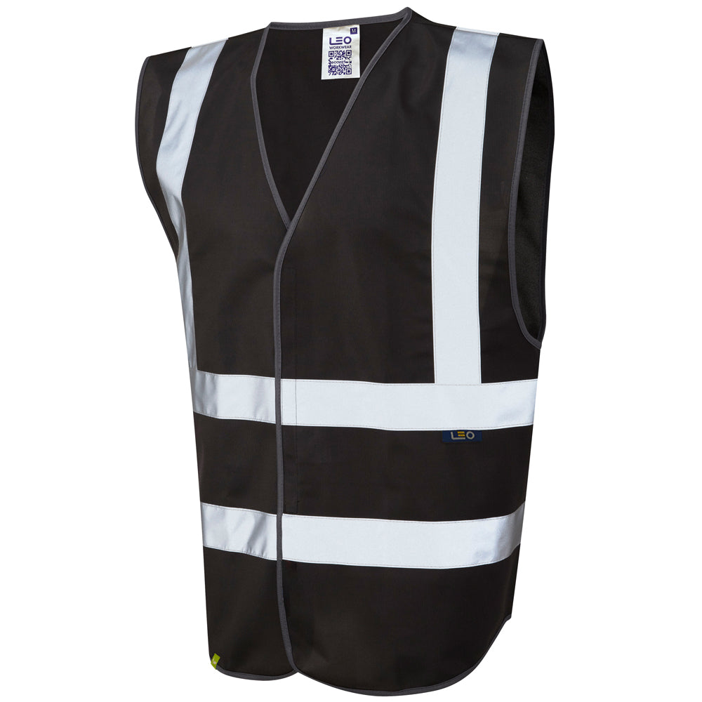 EcoViz Reflective Waistcoat BLACK Pilton W05 - BLACK - Customisable HV Vest
