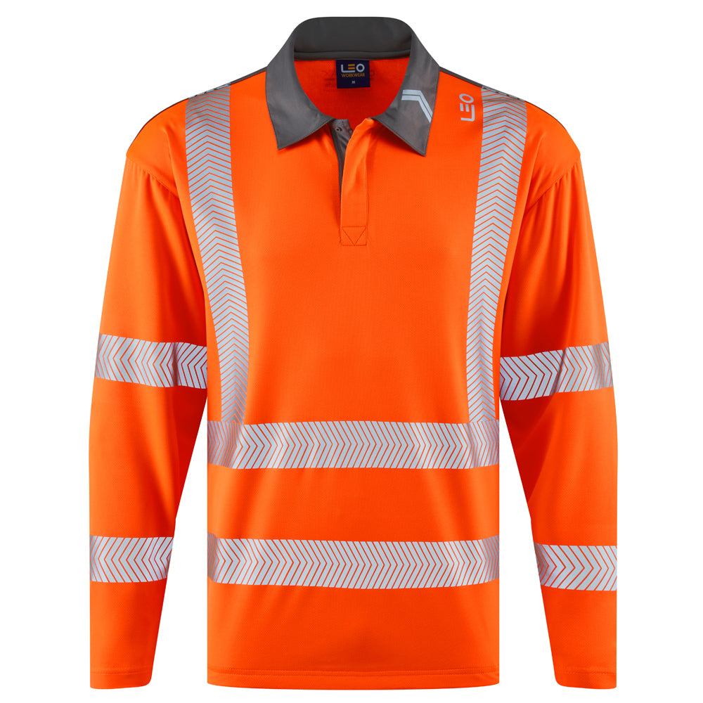 EcoViz COOLMAX High Performance Orange Sleeved Polo Shirt Georgeham P13 - HV ORANGE - Customisable Hi-Vis Polo Shirts