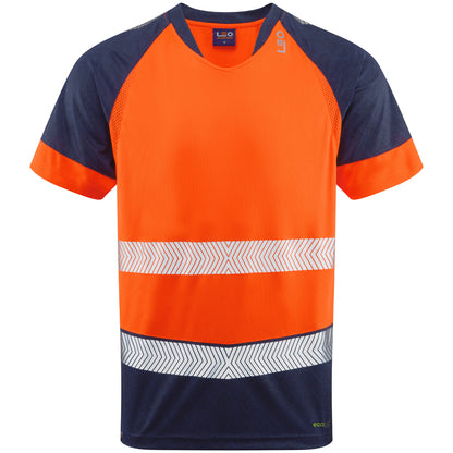 EcoViz Performance+ Dual Colour Forda T-Shirt T16 - HV ORANGE NAVY PRINT - Customisable Hi-Vis T-Shirts