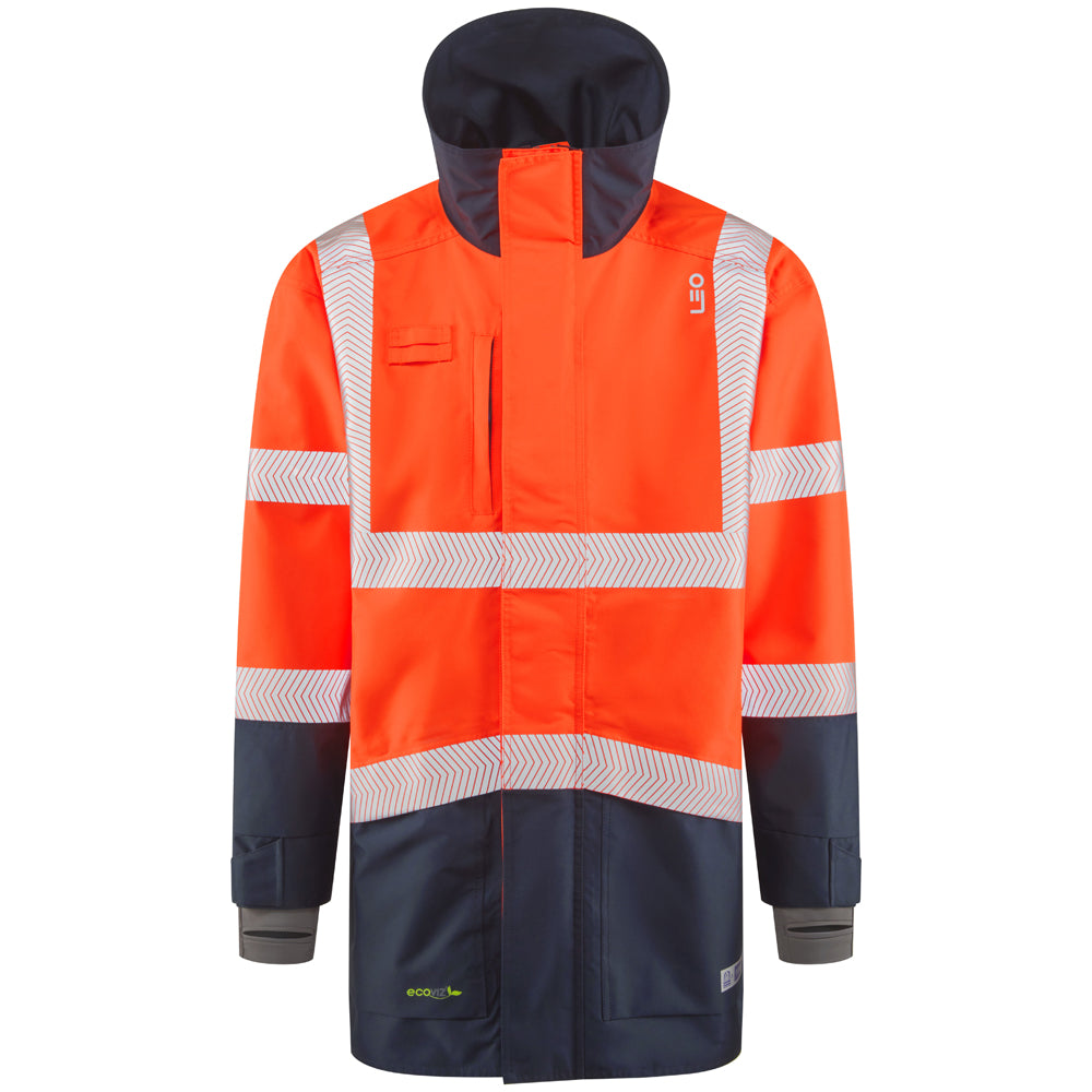 EcoViz 15K Performance+ Breathable Orange/ Navy Anorak Clovelly A04 - - Customisable Hi-Vis Coats / Jackets