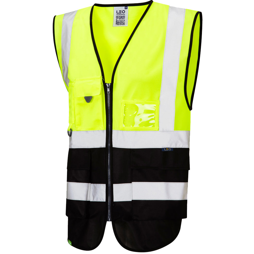 EcoViz Superior Yellow/ Black Lynton Waistcoat W11 - - Customisable HV Vest