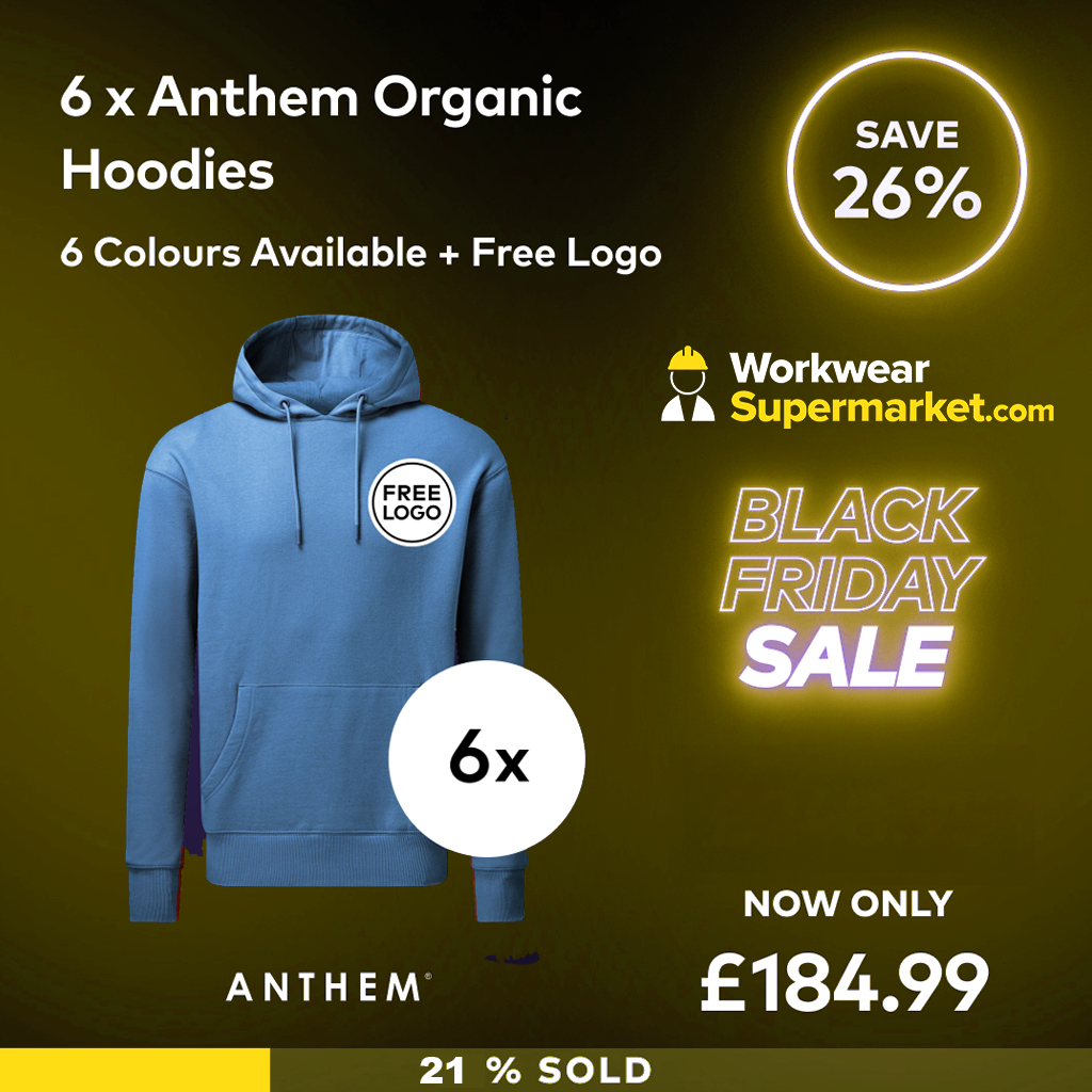 6 x Anthem Organic Hoodies + Free Logo - AM006 - - Customisable Bundle