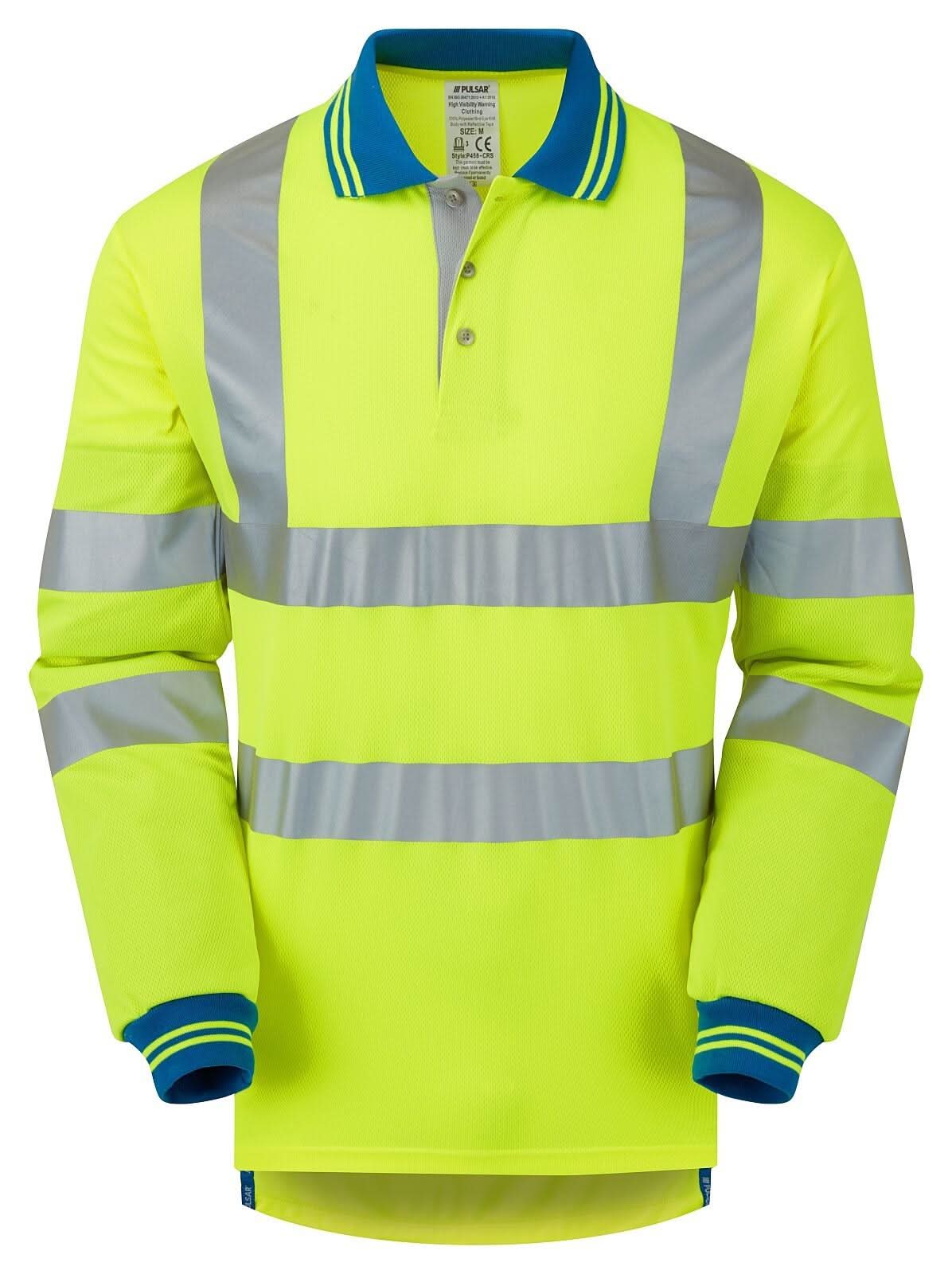 Pulsar Hi Vis Yellow Cut Resistant Sleeve Polo Shirt P458 - Yellow - Customisable Polos