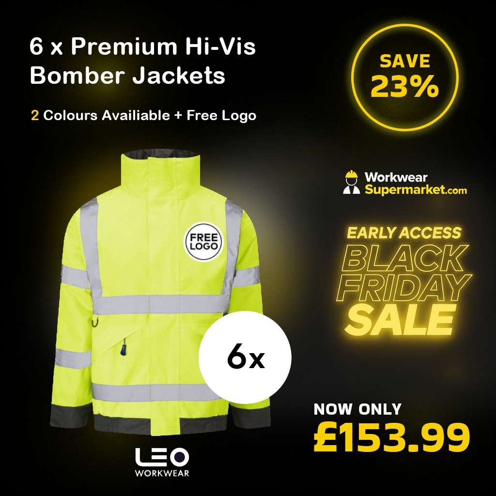 6 x Premium Hi-Vis Bomber Jackets + Free Printed Logo - J01 - - Customisable Bundle