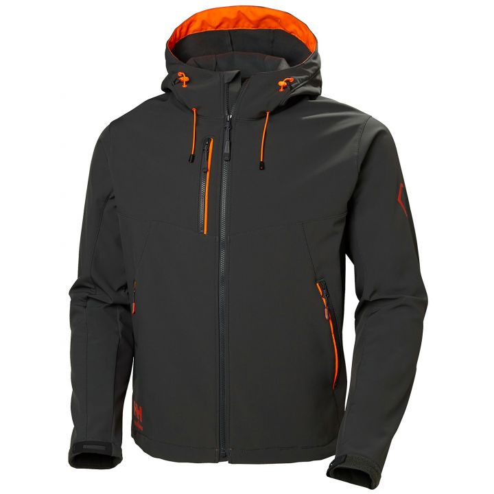 Helly Hansen Chelsea Evolution Hooded Softshell Jacket - 74140 - Dark Grey - Customisable Softshell Jacket