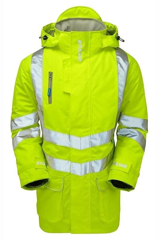 Pulsar Hi Vis Yellow Padded Storm Coat P187 - Yellow - Customisable Hi-Vis Insulated Jacket