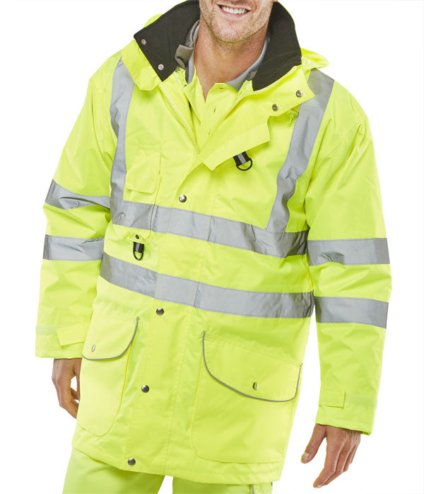 Beeswift Elsener Hi Vis In Jacket And Bodywarmer Waterproof - Saturn Yellow - Customisable Jackets