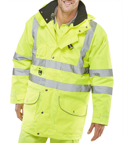 Beeswift Elsener Hi Vis In Jacket And Bodywarmer Waterproof - Saturn Yellow - Customisable Jackets