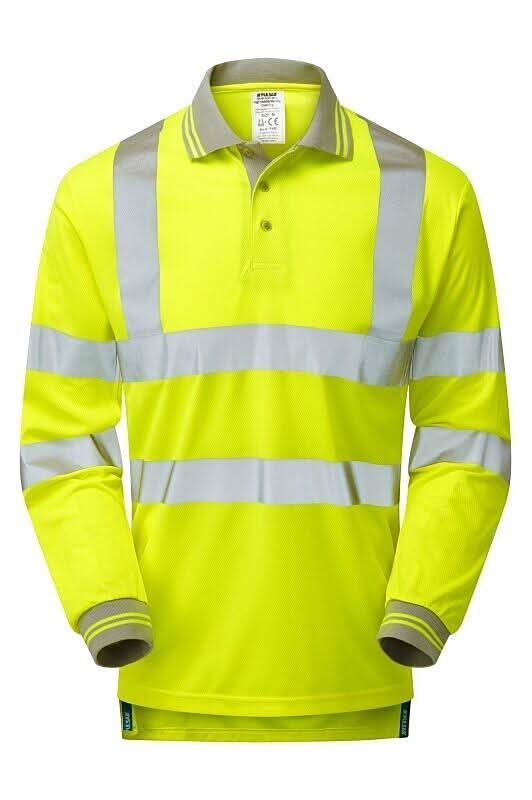 Pulsar Hi Vis Yellow LS Polo Shirt P458 - Yellow - Customisable Polos