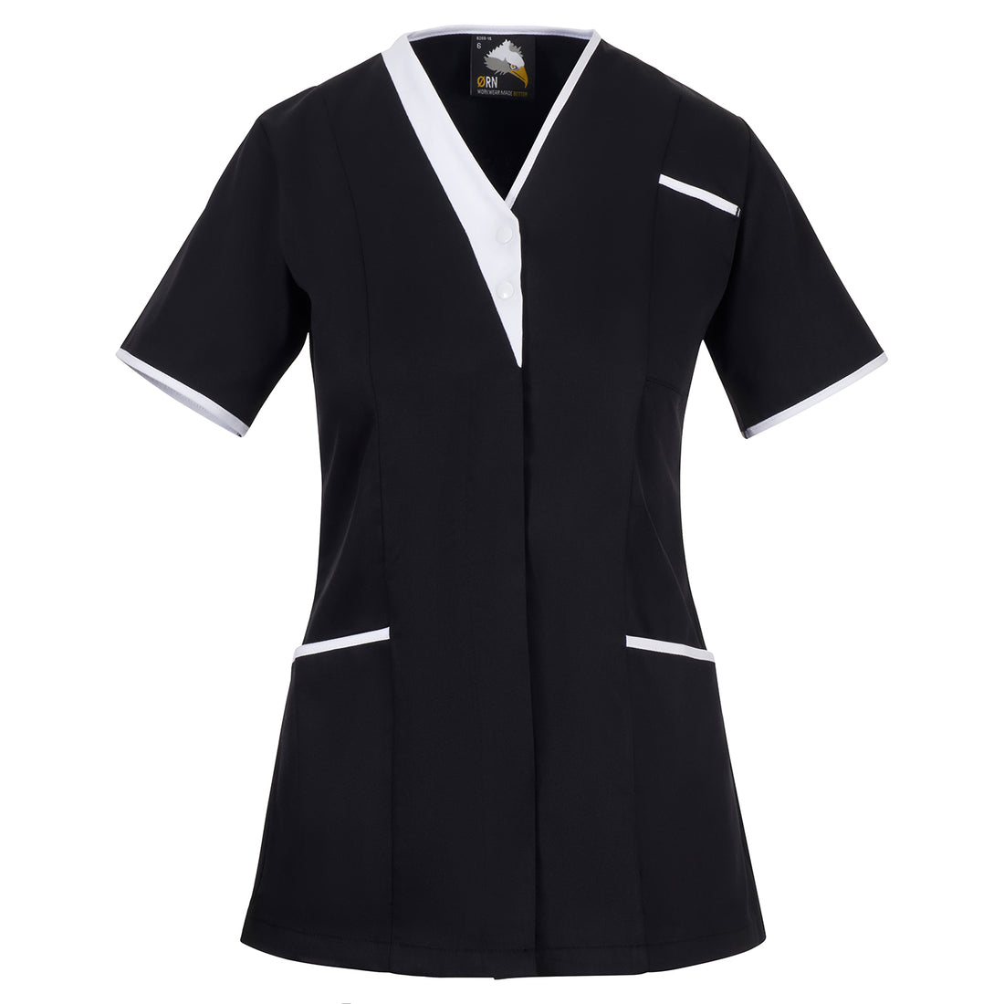 Orn Tonia V-Neck Tunic - Black - White - 8200 - Black - White - Customisable Healthcare