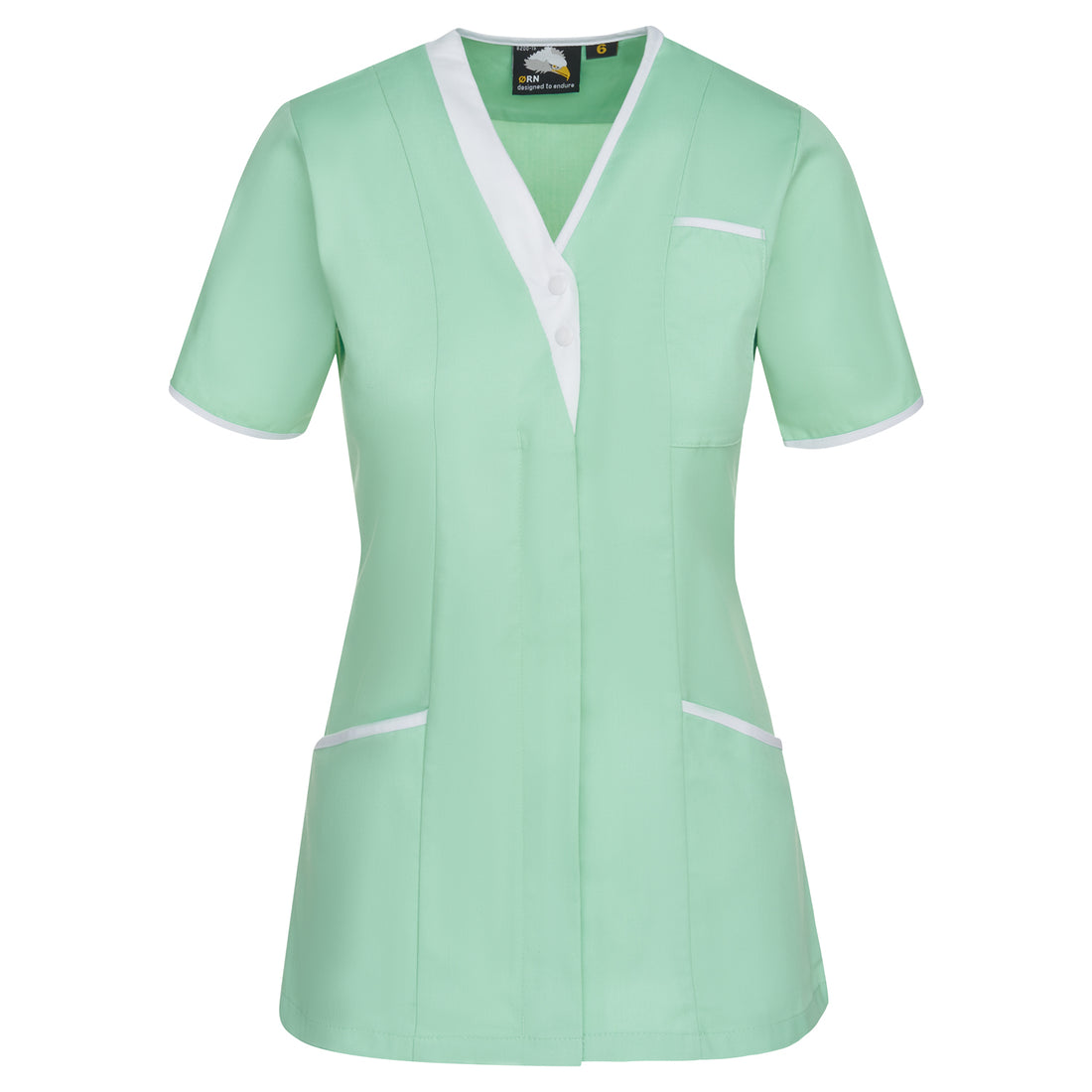 Orn Tonia V-Neck Tunic - Eau De Nil - White - 8200 - Eau De Nil - White - Customisable Healthcare