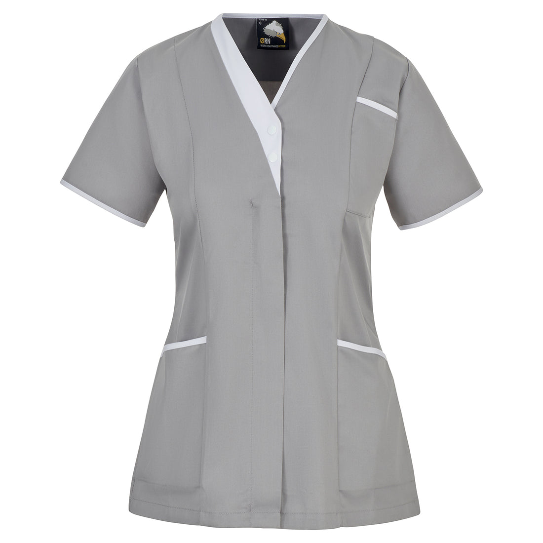 Orn Tonia V-Neck Tunic - Grey - White - 8200 - Grey - White - Customisable Healthcare