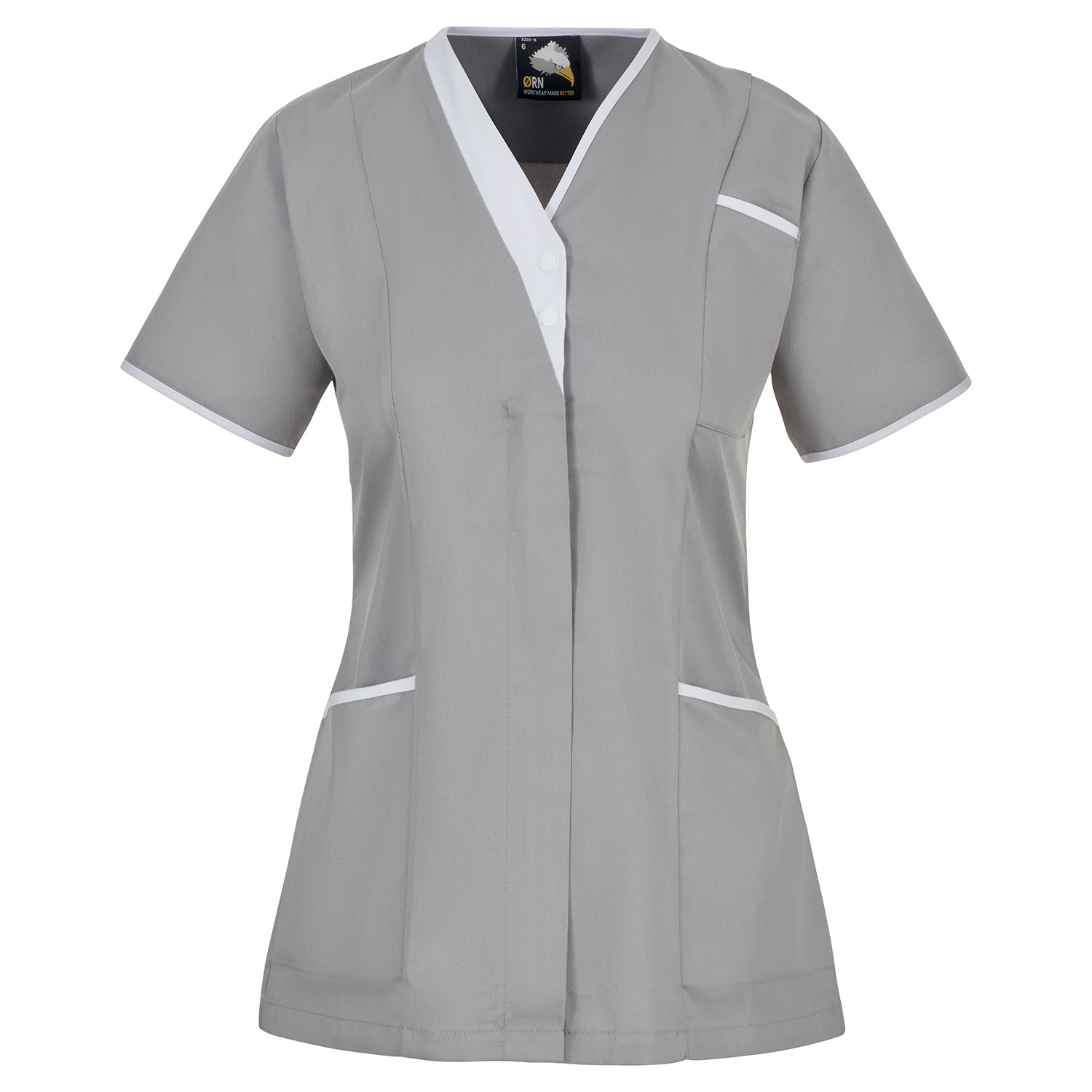 Orn Tonia V-Neck Tunic - Grey - White - 8200 - Grey - White - Customisable Healthcare