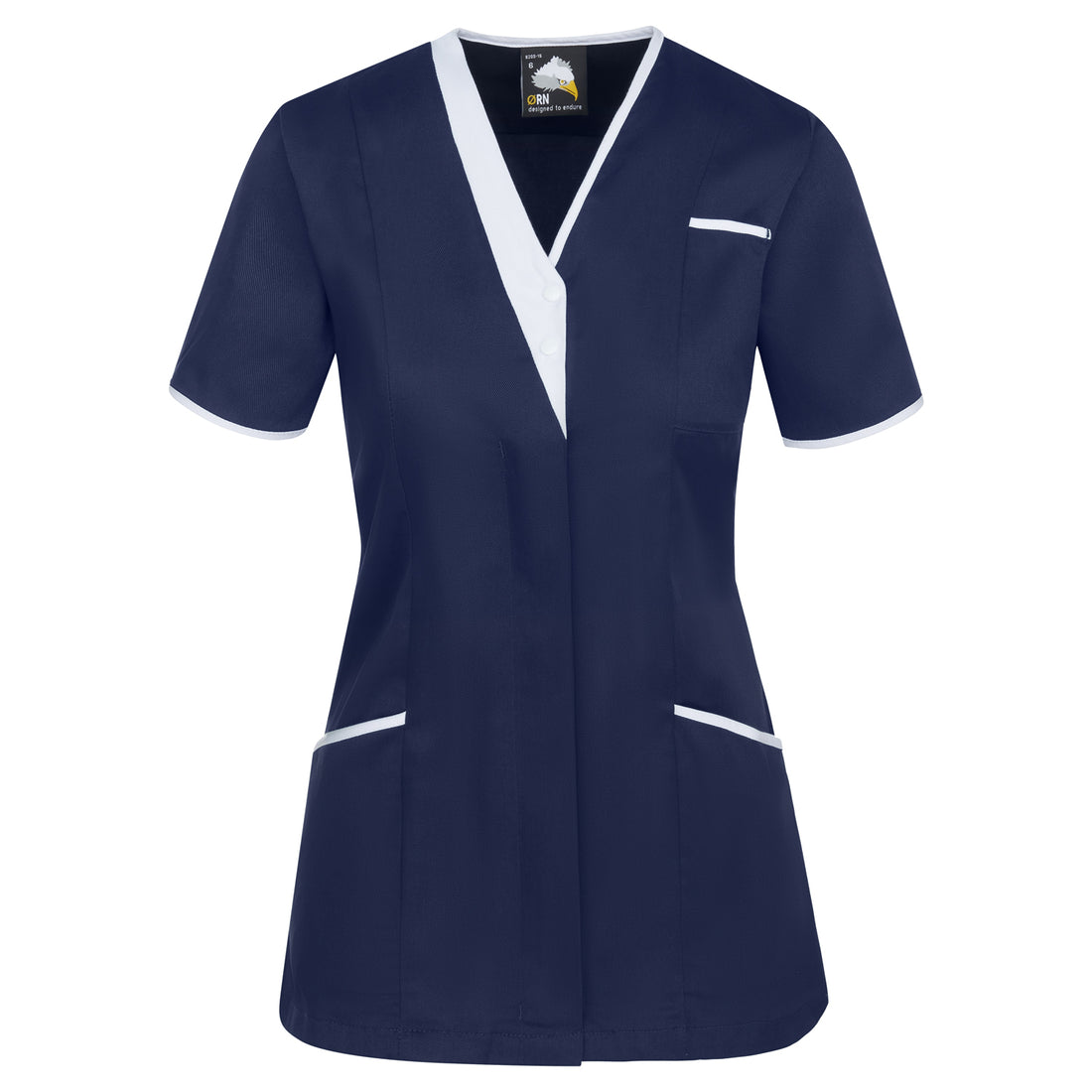 Orn Tonia V-Neck Tunic - Navy - White - 8200 - Navy - White - Customisable Healthcare