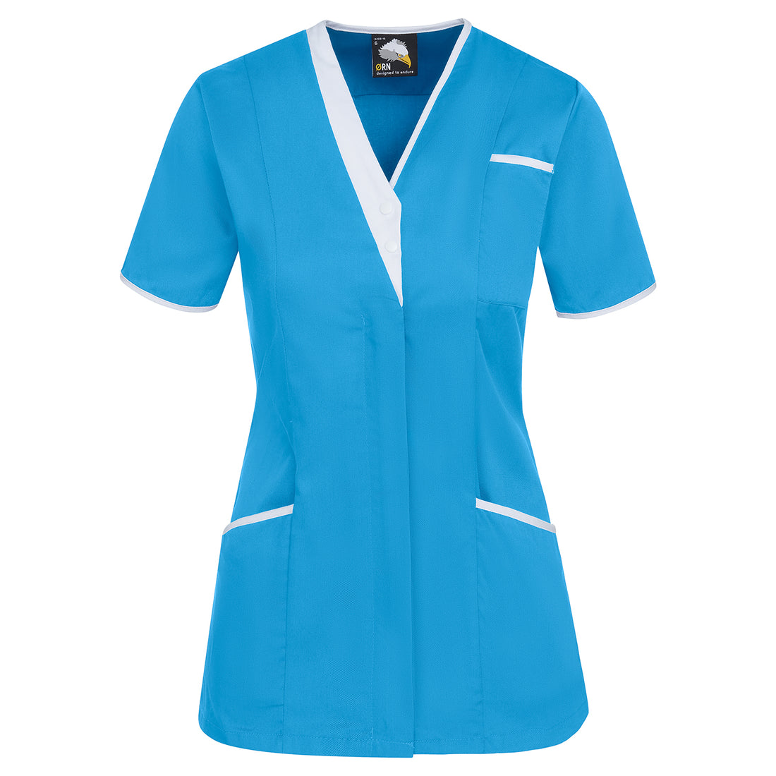 Orn Tonia V-Neck Tunic - Teal - White - 8200 - Teal - White - Customisable Healthcare