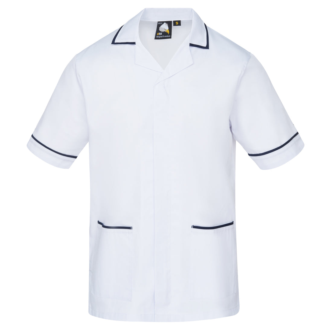 Orn Darwin Male Tunic - White - Navy - 8500 - White - Navy - Customisable Healthcare
