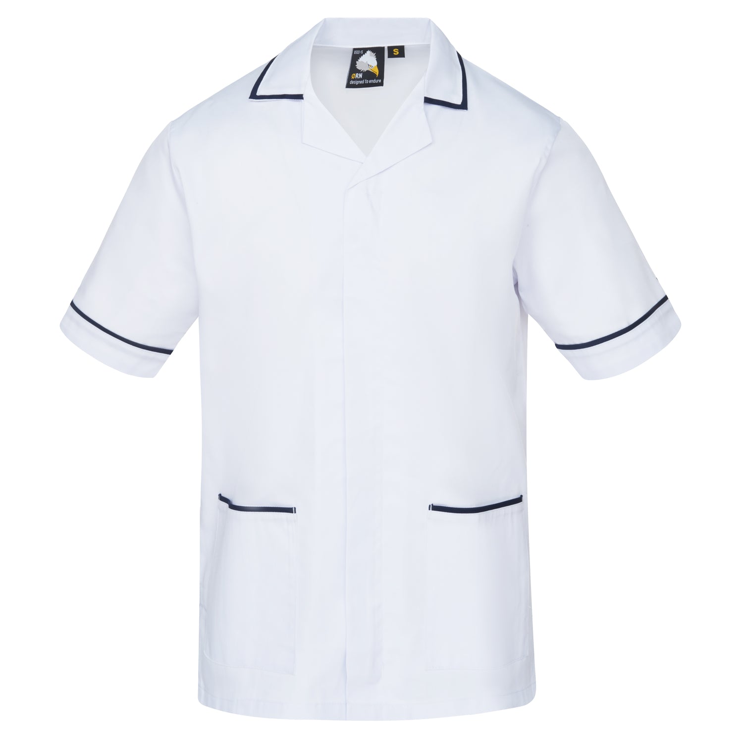 Orn Darwin Male Tunic - White - Navy - 8500 - White - Navy - Customisable Healthcare