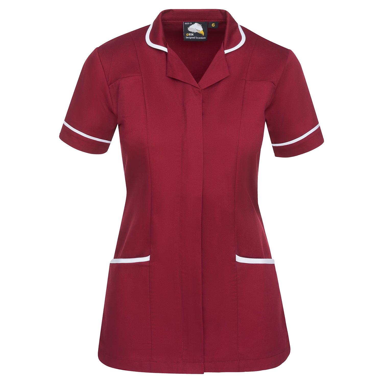 Orn Florence Classic Tunic - Maroon - White - 8600 - Maroon - White - Customisable Healthcare