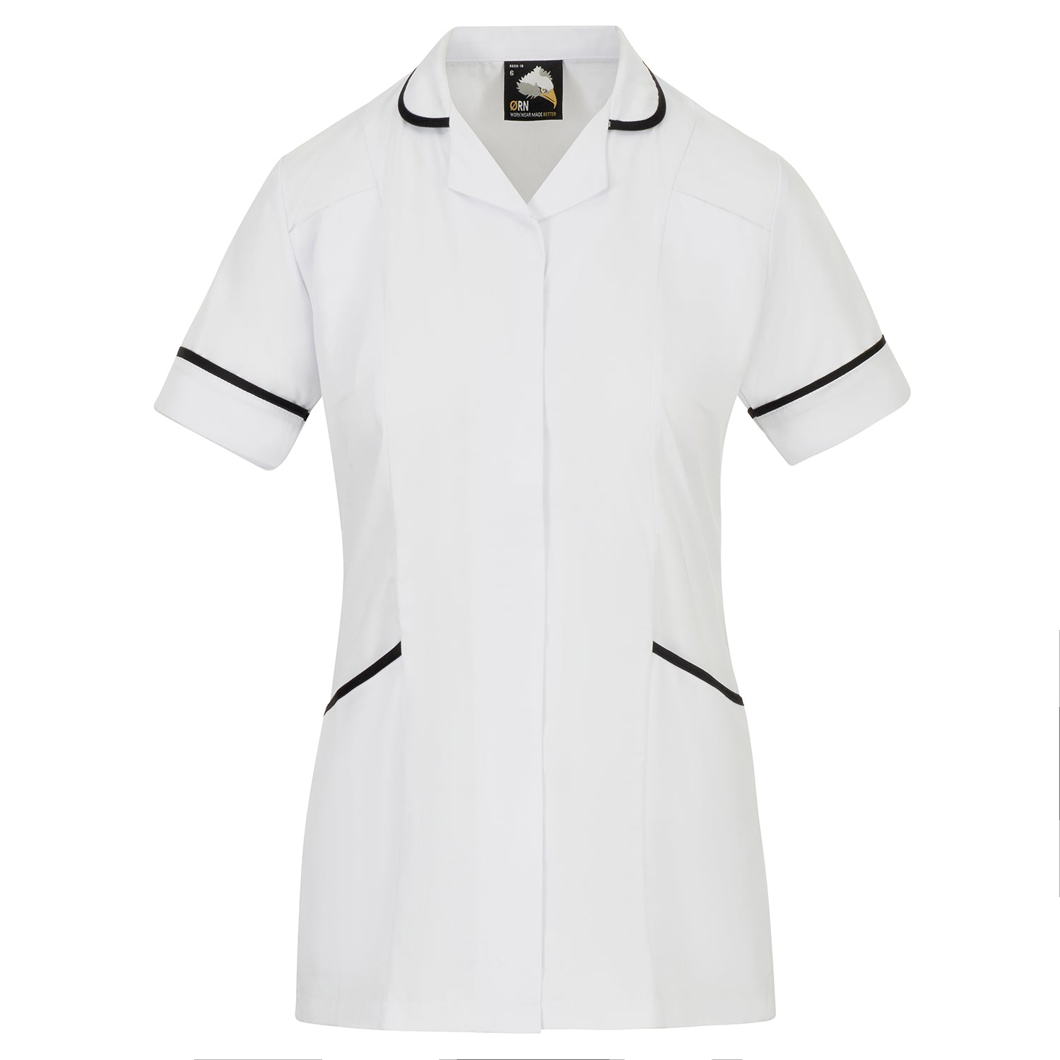 Orn Florence Classic Tunic - White - Black - 8600 - White - Black - Customisable Healthcare