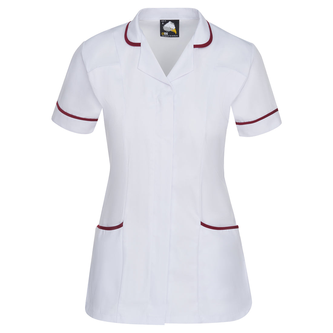 Orn Florence Classic Tunic - White - Maroon - 8600 - White - Maroon - Customisable Healthcare