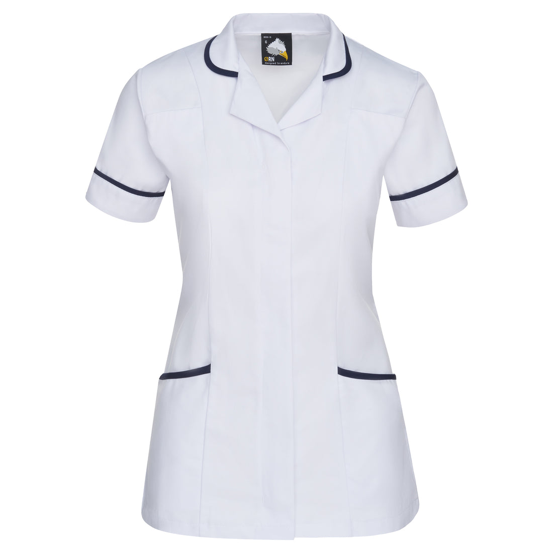 Orn Florence Classic Tunic - White - Navy - 8600 - White - Navy - Customisable Healthcare