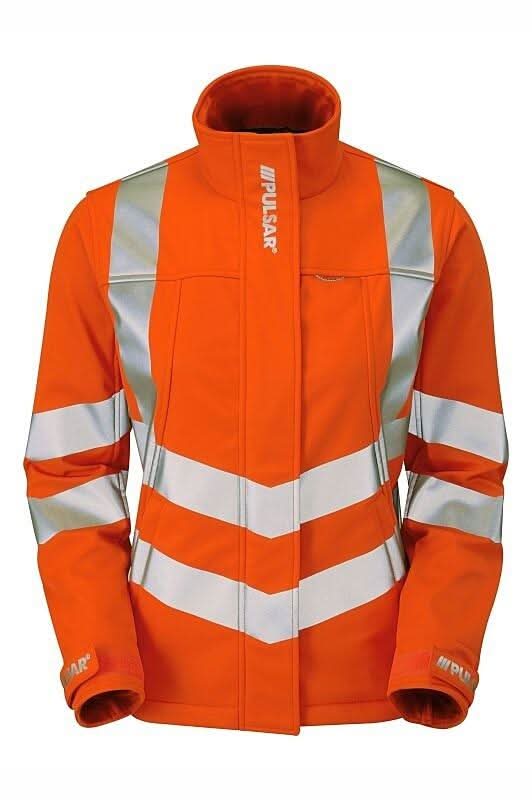 Pulsar Ladies Hi Vis Orange Soft Shell Jacket PR707 - Orange - Customisable Softshell Jacket