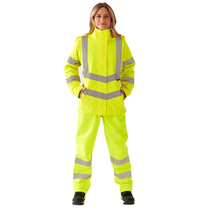 Supertouch - Ladies Hi Vis Yellow Sophia Lightweight Jacket - HV302 - - Customisable Jacket