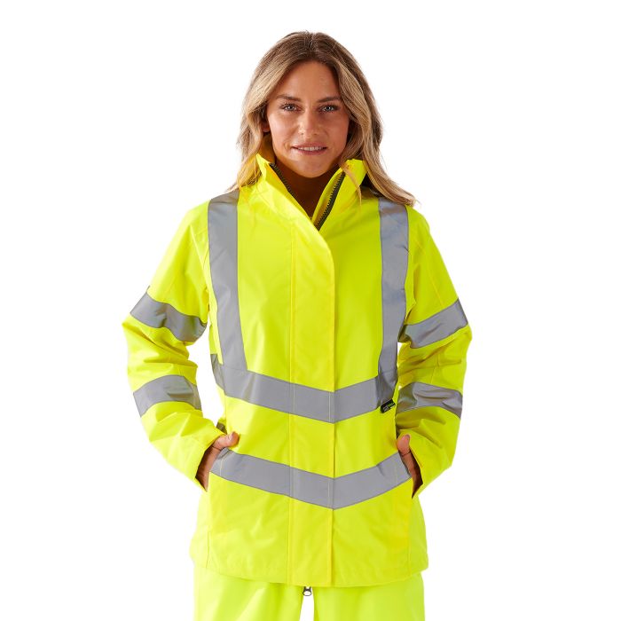 Supertouch - Ladies Hi Vis Yellow Sophia Lightweight Jacket - HV302 - - Customisable Jacket