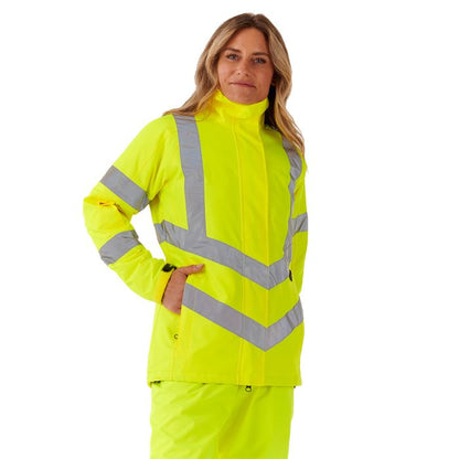 Supertouch - Ladies Hi Vis Yellow Kamela Padded Jacket - HV300 - - Customisable Jacket