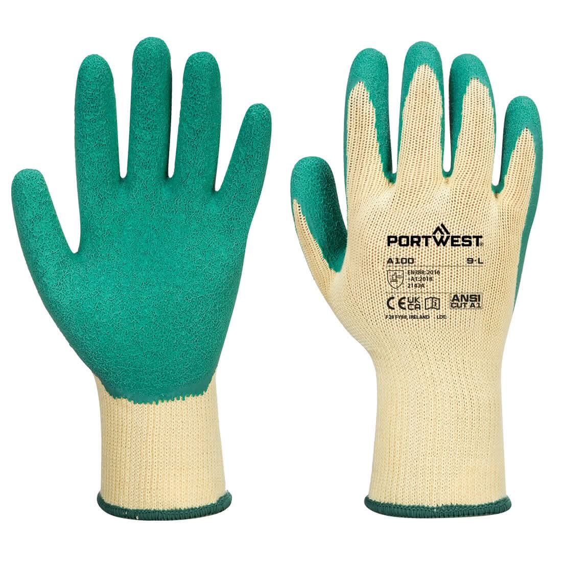 Portwest Grip Glove Latex A100 - Green - Customisable Hand Protection