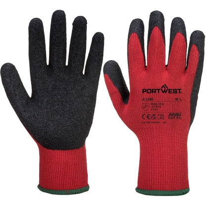 Portwest Grip Glove Latex A100 - Red Black - Customisable Hand Protection