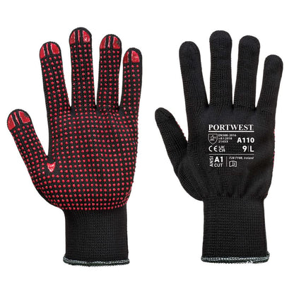 Portwest Polka Dot Glove A110 - Black - Customisable Hand Protection