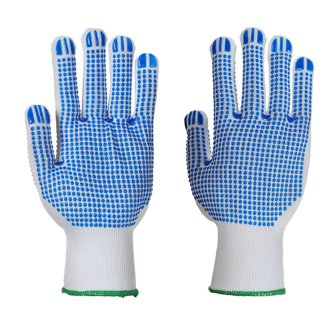 Portwest Polka Dot Plus Glove A113 - White Blue S - Customisable Hand Protection