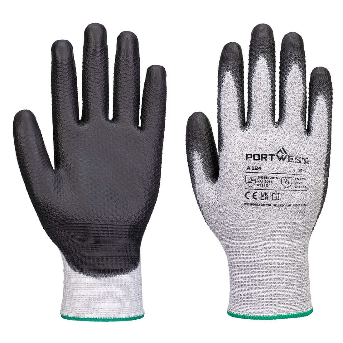 Portwest Grip 13 Pu Diamond Knit Glove Pk12 A124 - Grey Black - Customisable Hand Protection