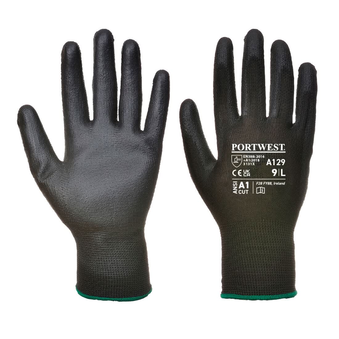 Pu Palm Glove Carton (480 Pairs) A129 - Black - Customisable General Handling Gloves