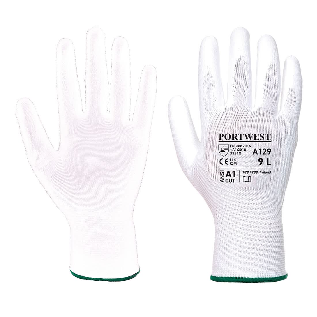 Portwest Pu Palm Glove Carton 480 Pairs A129 - White - Customisable Hand Protection