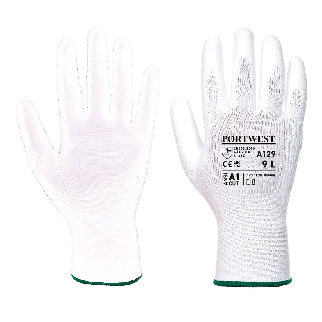 Pu Palm Glove Carton (480 Pairs) A129 - White - Customisable General Handling Gloves