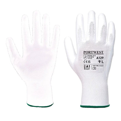 Pu Palm Glove Carton (480 Pairs) A129 - White - Customisable General Handling Gloves