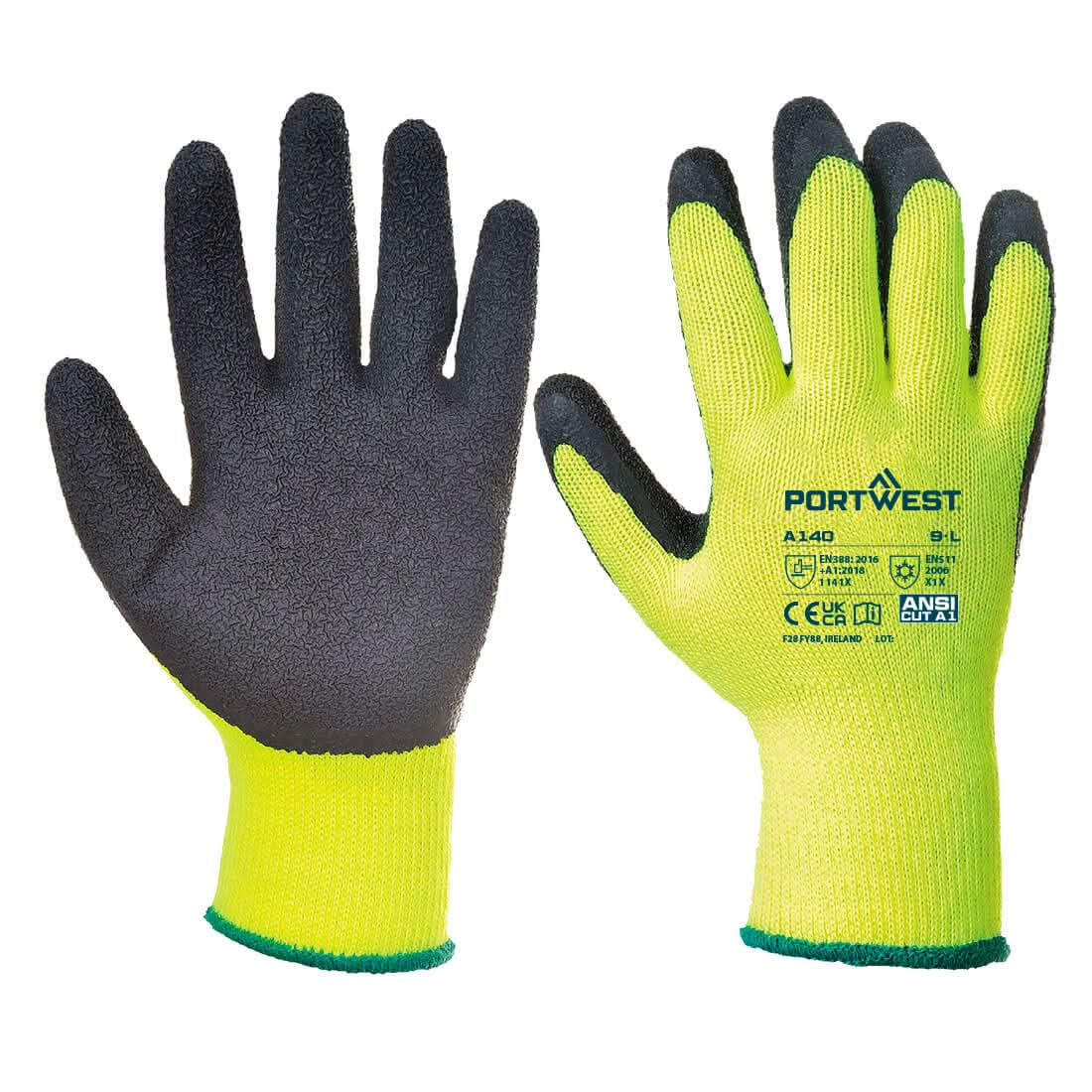 Portwest Thermal Grip Glove Latex A140 - Black - Customisable Hand Protection