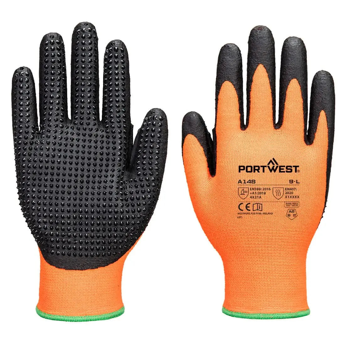 Grip 13 Nitrile High Dotted Glove A148 - Orange Black - Customisable Grip Gloves
