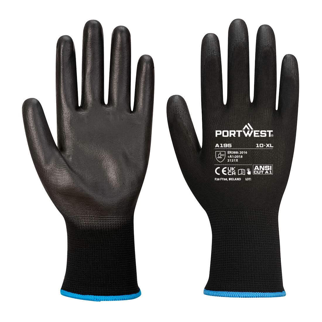 Portwest Touchscreen Pu A195 - Black - Customisable Hand Protection