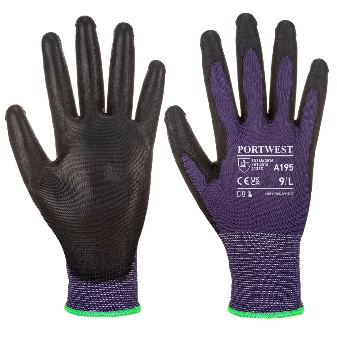 Portwest Touchscreen Pu A195 - Purple Black - Customisable Hand Protection