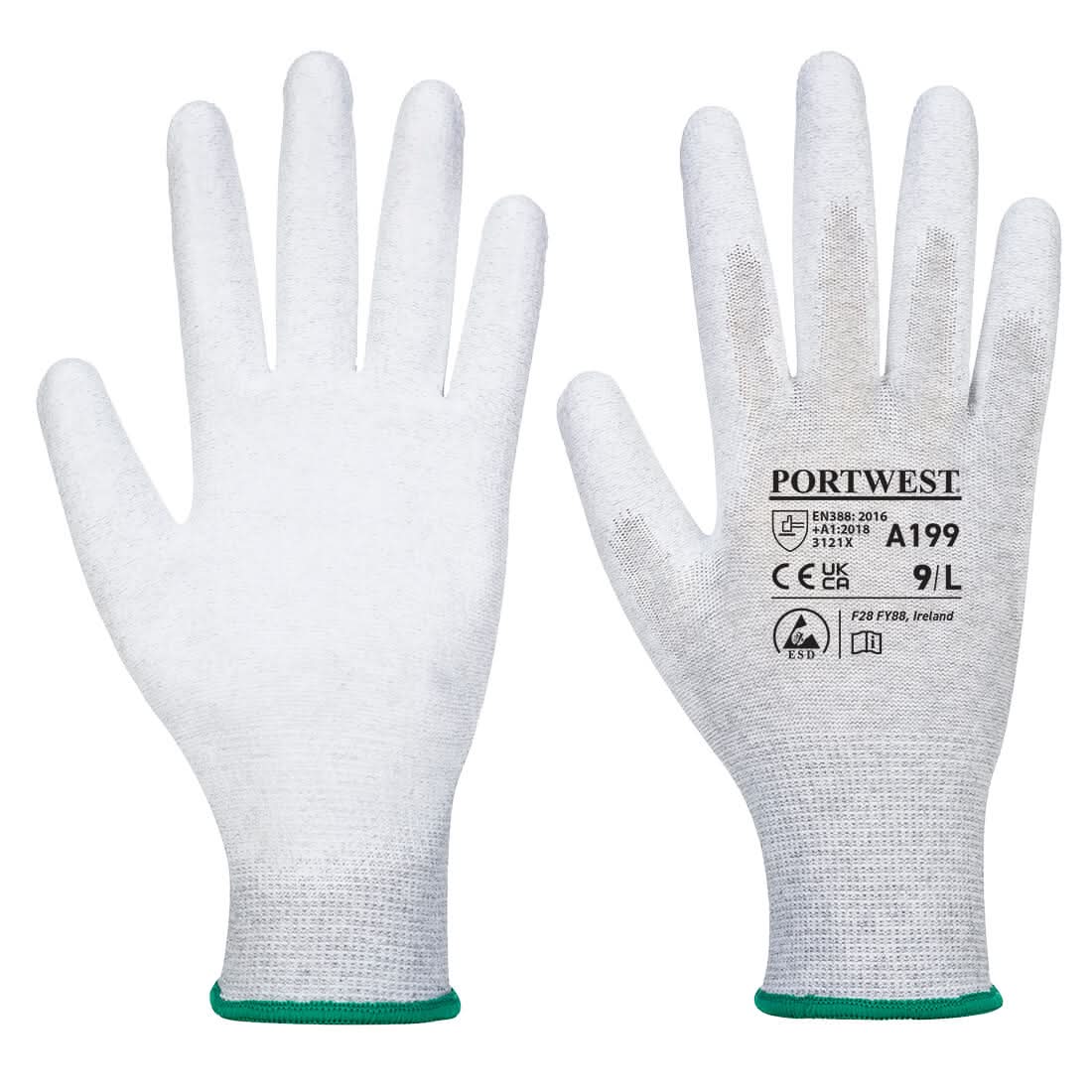 Portwest Antistatic Pu Palm Glove A199 - Grey - Customisable Hand Protection