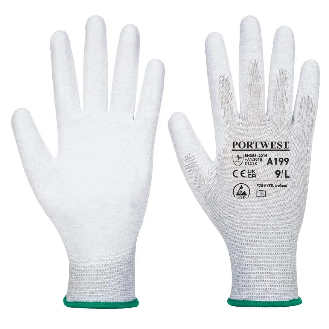 Esd 13 Pu Palm Glove A199 - Grey - Customisable ESD Gloves