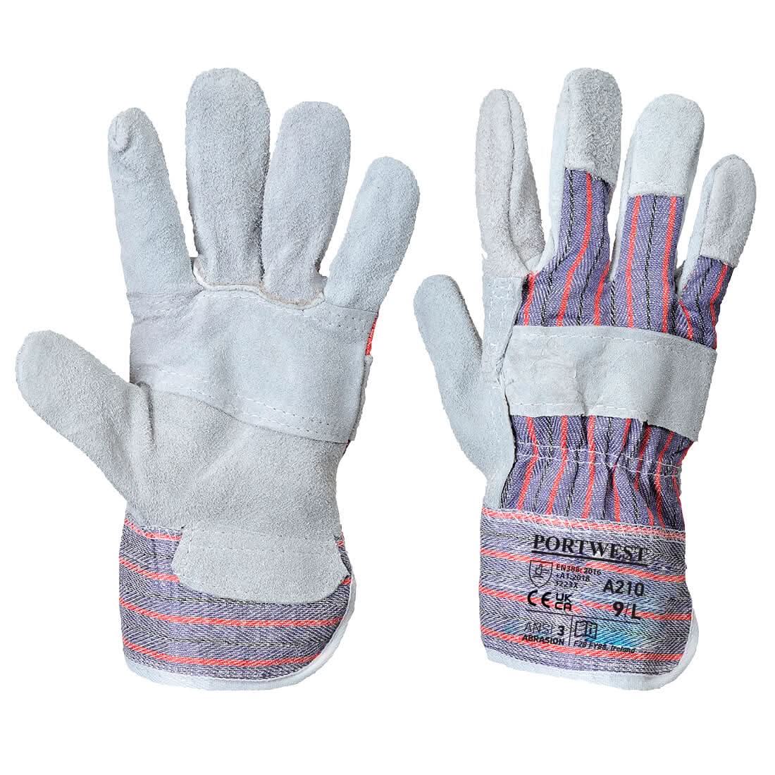 Leather Rigger 260 Cow Split Palm Bar Glove A210 - Grey - Customisable Leather Driver and Rigger Gloves