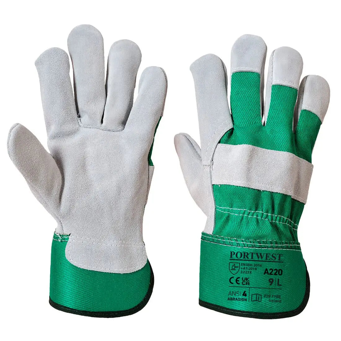 Leather Rigger 130 Cow Split Glove A220 - Green - Customisable Leather Driver and Rigger Gloves