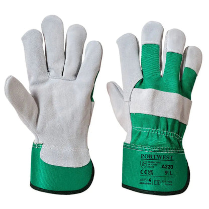 Leather Rigger 130 Cow Split Glove A220 - Green - Customisable Leather Driver and Rigger Gloves