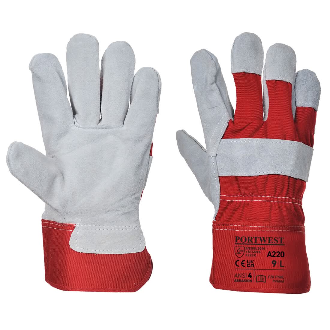 Portwest Premium Chrome Rigger Glove A220 - Red - Customisable Hand Protection