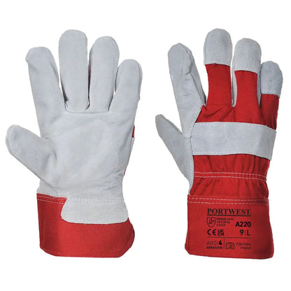 Leather Rigger 130 Cow Split Glove A220 - Red - Customisable Leather Driver and Rigger Gloves