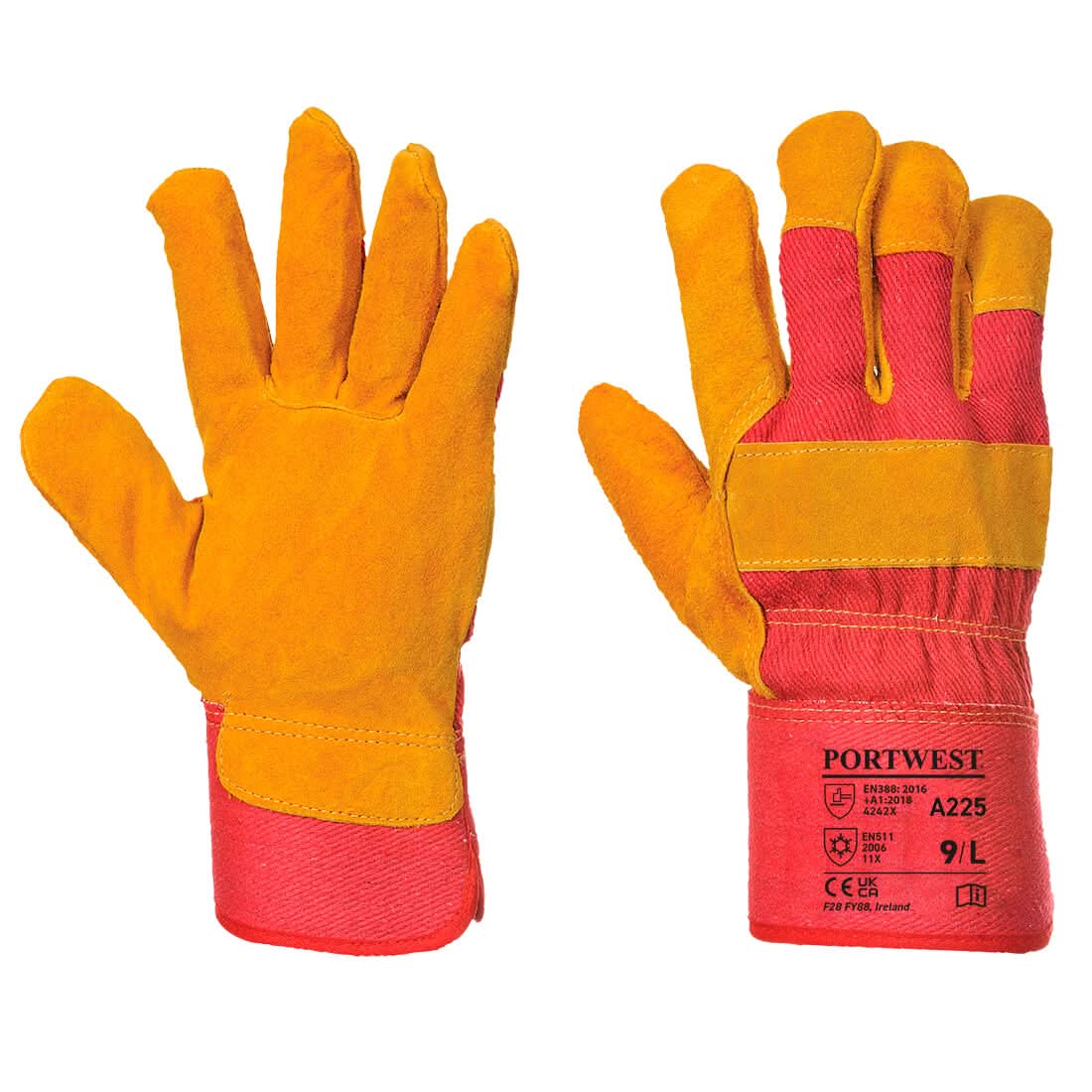 Portwest Fleece Lined Rigger Glove A225 - Red XL - Customisable Hand Protection